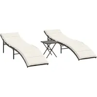 vidaXL Ligstoelen 2 st met tafel poly rattan bruin