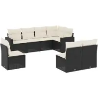 vidaXL 8-delige Loungeset met kussens poly rattan zwart