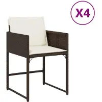 vidaXL Tuinstoelen 4 st met kussens poly rattan bruin