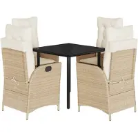 vidaXL 5-delige tuinset met kussens, beige, polyrotan