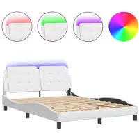 vidaXL Bedframe met LED zonder matras "Zadar" wit 140x200 cm