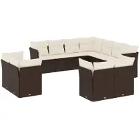 vidaXL 11-delige Loungeset met kussens poly rattan bruin