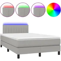 vidaXL Boxspring met matras en LED stof lichtgrijs 120x190 cm