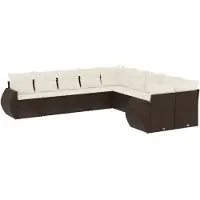 vidaXL 10-delige Loungeset met kussens poly rattan bruin