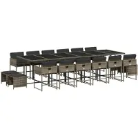 vidaXL 17-delige tuinset met kussens, grijs, polyrotan