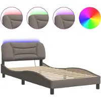 vidaXL Bedframe met LED zonder matras "Hvar" 100x200 cm stof Taupe