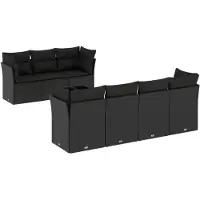 vidaXL 8-delige Loungeset met kussens poly rattan zwart