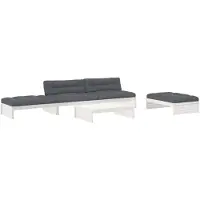 vidaXL 5-delige loungeset voor de tuin met kussens, wit, massief hout