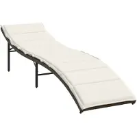 vidaXL Ligbed met kussen 55x199x50 cm poly rattan bruin