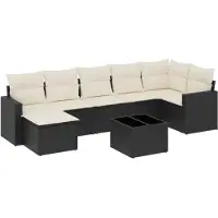 vidaXL 8-delige Loungeset met kussens poly rattan zwart