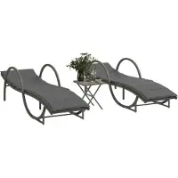 vidaXL Ligbedden 2 st met tafel poly rattan grijs