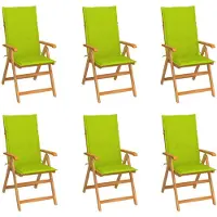 vidaXL Inklapbare stoelen 6 st met heldergroene kussens