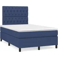 vidaXL Boxspring met matras stof blauw 120x190 cm