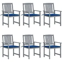 vidaXL Tuinstoelen 6 st met kussens massief acaciahout grijs