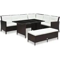 vidaXL 3-delige loungeset voor de tuin met kussens, van bruin polyrotan