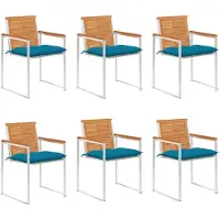 vidaXL Tuinstoelen, 6 stuks met kussens, massief acaciahout