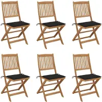 vidaXL Inklapbare stoelen 6 st met kussens massief acaciahout