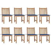 vidaXL Tuinstoelen 8 st met kussens massief teakhout