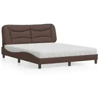 vidaXL Bed met matras "Hvar" kunstleer bruin 160x200 cm