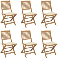 vidaXL Inklapbare stoelen 6 st met kussens massief acaciahout
