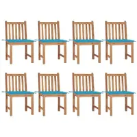 vidaXL Tuinstoelen, 8 stuks met kussens, massief teakhout