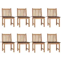 vidaXL Tuinstoelen, 8 stuks met kussens, massief teakhout