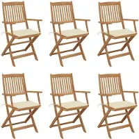 vidaXL Inklapbare stoelen 6 st met kussens massief acaciahout