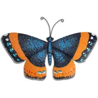 Progarden tuin wanddecoratie vlinder - metaal - oranje - 31 x 23 cm - Tuinbeelden