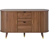 STILVORA Dressoir - Verticale Houtstructuur Met Schuifdeuren En Laden - Opbergen En Presenteren Voor Woonkamer En Hal - MDF - Walnoot - 140x40x79,5 Cm