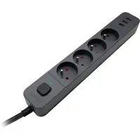 Defender SFS 135 Serie - Stroomverdeler - 5 m Kabel - 4 Stopcontacten - 3x USB