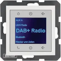 Berker BER 30848989 Radio met touchscreen, DAB+ en Bluetooth, model S.1/B.x, kleur: polarwit, glanzend