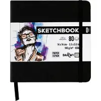 Darwi Sketch schetsboek - 14 x 14 cm - zwart