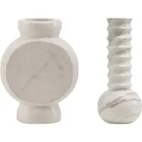 Mr. Stoned Marmeren Geschenkset: Vazen Ribbed & Circle Wit