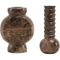 Mr. Stoned Marmeren Geschenkset: Vazen Ribbed & Circle Bruin