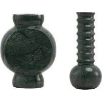 Mr. Stoned Marmeren Geschenkset: Vazen Ribbed & Circle Groen