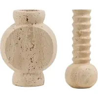 Mr. Stoned Travertin Geschenkset: Vaas Circle + Vaas Ribbed