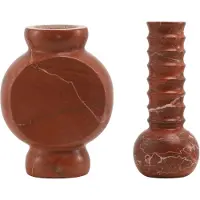 Mr. Stoned Marmeren Geschenkset: Vazen Ribbed & Circle Rood