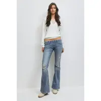 Gina Tricot  - 14+ sparkle flare jeans tall - Jeans - Blauw - S - Dames