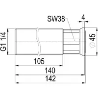 Schlosser JS Tussenstuk, 140mm inkortbaar, ingang 1 1/4'', 0074423200001