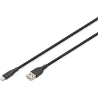 Digitus AK-600108-020-S USB-laadkabel USB 2.0 USB-A stekker, Apple Lightning stekker 2.00 m Zwart Flexibel, Zeer flexibel, Met USB, Silicone, Uitstekende