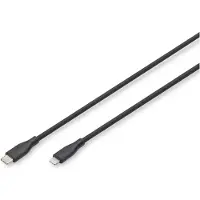 Digitus AK-600110-010-S USB-kabel USB 2.0 Apple Lightning stekker, USB-C stekker 1.00 m Zwart Flexibel, Zeer flexibel, Met USB, Silicone, Uitstekende