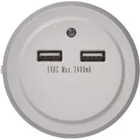 Emos LED-nachtlamp P3313 met stekker en 2 USB-poorten, model 72125