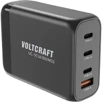 Voltcraft UC-3C1A100W02 USB-oplader 100 W 3x USB-C, 1x USB-A USB PD Zwart Binnen GaN, USB Power Delivery (USB-PD), Snellader