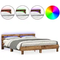 vidaXL Bedframe met hoofdeinde Oudhout 180 x 200 cm Bewerkt hout