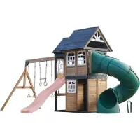 Axi Noud Speeltoestel met Speelhuis, Schommels, Trapeze, Klimwand – Pastel Roze Glijbaan en Buisglijbaan