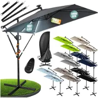 Kesser Zweefparasol Holly – Parasol met hoes, windbescherming en zwengel – UV-bescherming, aluminium, waterafstotend – Tuinparasol Marktparasol – Lichtblauw/Zwart