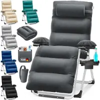 Kesser Luxe Ligstoel – Extra Breed & Comfortabel – Dikke Kussens, Armleuningen, Hoofdkussen, Bijzettafel & Opbergvakken – Ergonomisch & Antislip – Tuin of Balkon – Marineblauw