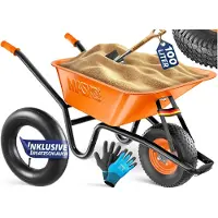 MASKO Kruiwagen 100L met Luchtbanden max. 250kg laadvermogen inclusief Handschoenen
