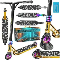 Kesser Stuntstep GT-Limit 360° voor Volwassenen en Kinderen - Step met Standaard ABEC 9 Kogellagers, 110 mm PU Wielen Stunt Scooter - Goud
