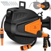 Kesser Tuinslanghaspel Automatische Wandslangenbox inclusief 20 meter Tuinslang en Muurbevestiging - Oranje